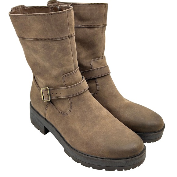 SOUL Naturalizer Shoes - Soul Naturalizer Newport Brown Moto Ankle Boots Women's US 11M Buckle Accent